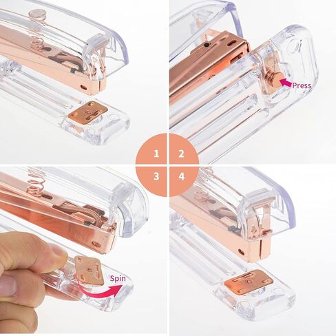 Rose Gold Acrylic Desktop Stapler Staple Remover with 1000pcs Rosegold Staples for Home School Office Stationery Desk Supplies Accessory Kit in Saudi Arabia