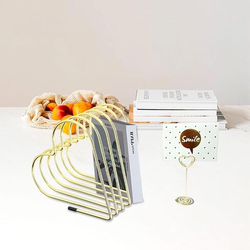 حامل ملفات منظم ملفات سطح المكتب، رف كتب حامل مجلات على شكل قلب ذهبي، رف تخزين تلسكوبي لفرز الملفات المعدنية على سطح المكتب لديكور المنزل والمكتب in Kuwait