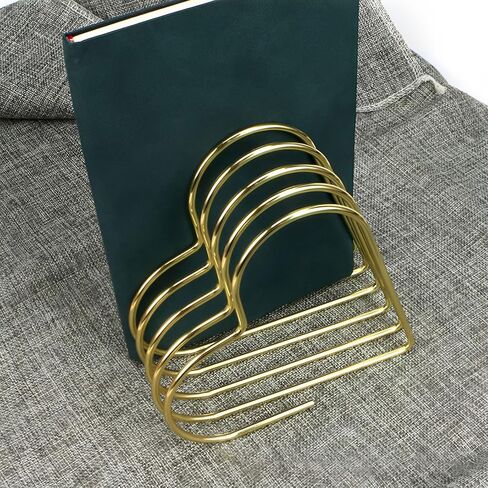 حامل ملفات منظم ملفات سطح المكتب، رف كتب حامل مجلات على شكل قلب ذهبي، رف تخزين تلسكوبي لفرز الملفات المعدنية على سطح المكتب لديكور المنزل والمكتب in Kuwait