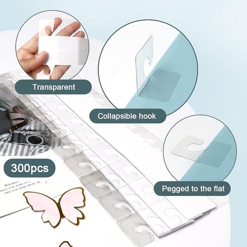 300 Pieces Clear Self Adhesive Hang Tabs Hooks J-Hook Folding Tab with Hook Plastic Display Handg Tabs for Store Retail Display in Saudi Arabia