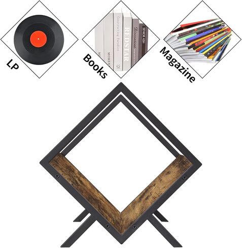 حامل تخزين تسجيلات الفينيل من Giikin، يحمل ما يصل إلى 90-110 LPs، حامل منظم تسجيلات الفينيل المعدني والخشبي، بسيط/وظيفي/سهل التجميع، رف فينيل للملفات/الكتب/المجلة/رف التسجيل in Kuwait