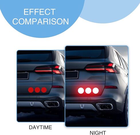 10 PCS Car Reflector with Adhesive, 1.9In Round Waterproof Weatherproof PET Vehicle Stickers, Universal High Visibility Automotive Reflective Stickers for Truck RV SUV Car Boat (Red) in Saudi Arabia
