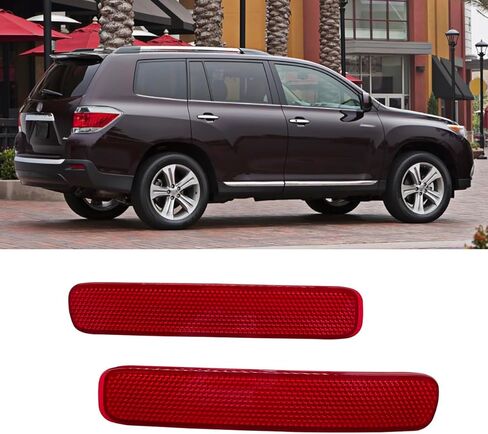 عاكس المصد لسيارة تويوتا هايلاندر 2011 2012 2013 مجموعة من 2 مصباح خلفي يسار ويمين أضواء ماركر حمراء حواف عدسة in Kuwait