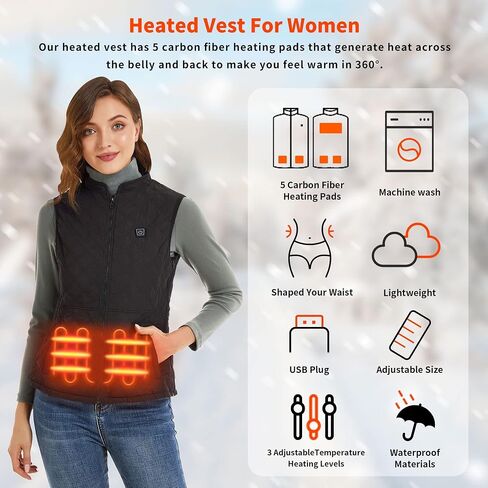 duo-nattern Heated Vest For Women USB Heated Vest Heated Hunting Vest Motorcycle, Skiing, Camping, Hiking in Saudi Arabia