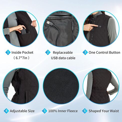 duo-nattern Heated Vest For Women USB Heated Vest Heated Hunting Vest Motorcycle, Skiing, Camping, Hiking in Saudi Arabia