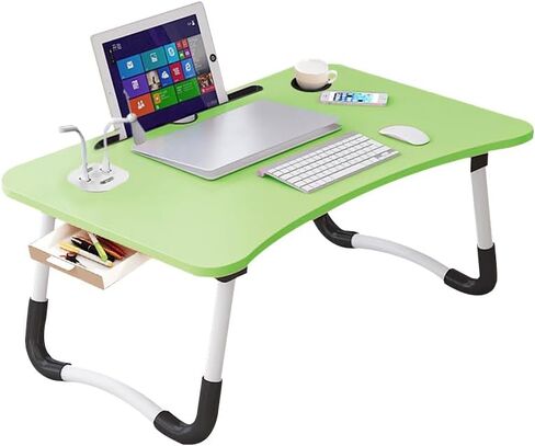 Laptop Table Foldable Lap Desk with 4 USB Charging Ports, Bed Table Tray, Portable Vertical Desk Writing Stand Reading Stand for Bed/Sofa/Work, Reading in Saudi Arabia