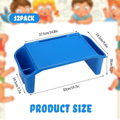 12 Pcs Kids Lap Desk Bulk Lap Tray Lap Table Bed Table Plastic Lap Desk with Extra Storage Space Activities Children Portable Lap Desk for Kids Students Work Study School Classroom (Blue) in Saudi Arabia