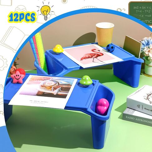 12 Pcs Kids Lap Desk Bulk Lap Tray Lap Table Bed Table Plastic Lap Desk with Extra Storage Space Activities Children Portable Lap Desk for Kids Students Work Study School Classroom (Blue) in Saudi Arabia