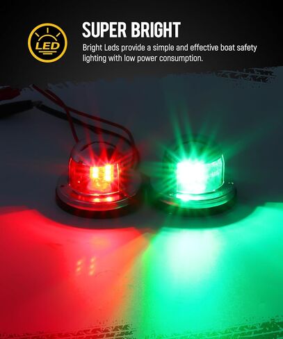 partsam 2pcs ضوء القارب البحري، أحمر أخضر LED أضواء الملاحة القوس، سطح السفينة ميناء الجانب أضواء الميمنة ضوء إشارة الإبحار لقارب عائم لليخوت الشراعية قوارب الصيد السريعة، IP67 مقاوم للماء، DC 12V in Saudi Arabia