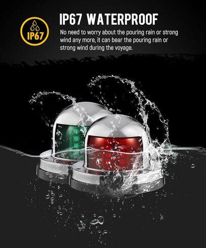 partsam 2pcs ضوء القارب البحري، أحمر أخضر LED أضواء الملاحة القوس، سطح السفينة ميناء الجانب أضواء الميمنة ضوء إشارة الإبحار لقارب عائم لليخوت الشراعية قوارب الصيد السريعة، IP67 مقاوم للماء، DC 12V in Saudi Arabia