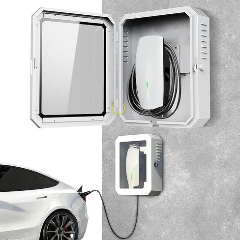 صندوق شاحن حائط EV لـ Tesla، صندوق حماية موصل الحائط لشاحن المنزل في الهواء الطلق المستوى 2، مقاوم للصدأ، مقاوم للمطر، مقاوم للثلوج، مقاوم للغبار in Kuwait