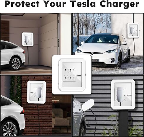 صندوق شاحن حائط EV لـ Tesla، صندوق حماية موصل الحائط لشاحن المنزل في الهواء الطلق المستوى 2، مقاوم للصدأ، مقاوم للمطر، مقاوم للثلوج، مقاوم للغبار in Kuwait