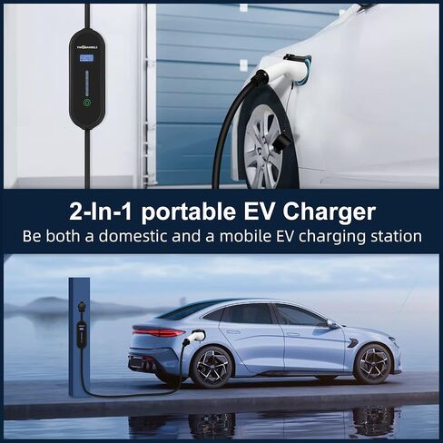 شاحن NEMA 14-50 المستوى 2 EV (32 أمبير، 220 فولت - 240 فولت، 16 قدم)، شاحن سيارة كهربائي محمول خارجي مع تيار قابل للتعديل ومؤقت تأخير in Kuwait