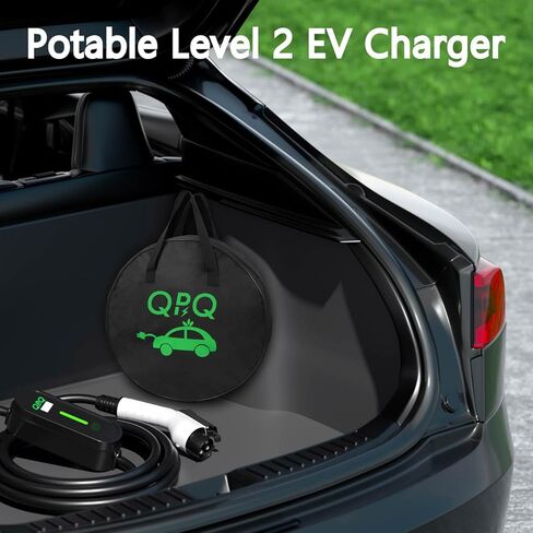 شاحن EV من المستوى 1، 16 أمبير 110 فولت - 240 فولت، شاحن سيارة كهربائي محمول 25 قدم مع قابس NEMA 6-20 ومحول NEMA 5-15 لـ J1772، محطة شحن EV منزلية مع مؤقت تأخير أمبير قابل للتعديل in Kuwait