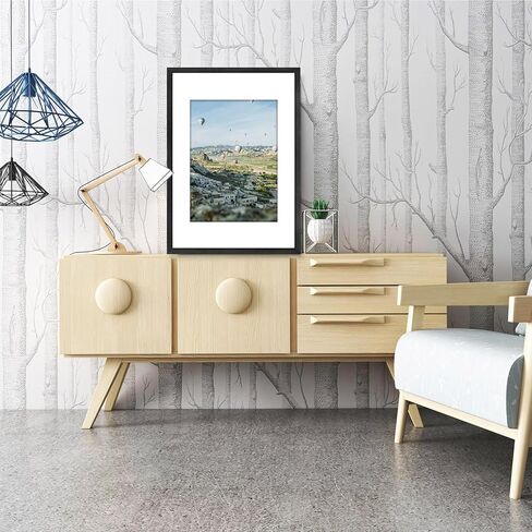 إطار صورة ملصق A2 مقاس 16.5 × 23.4 بوصة، عرض صورة A3 مع حصيرة أو A2 بدون حصيرة، إطارات صور خشبية صلبة رفيعة مع زجاج شبكي شفاف عالي الدقة للتركيب على الحائط أفقيًا وعموديًا (أسود) in Kuwait