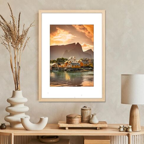 إطار صورة ملصق A2 مقاس 16.5 × 23.4 بوصة، عرض صورة A2 أو A3 مع حصيرة، إطارات صور رقيقة من الخشب الصلب الطبيعي مع زجاج شبكي شفاف عالي الدقة للتركيب على الحائط أفقيًا وعموديًا in Kuwait