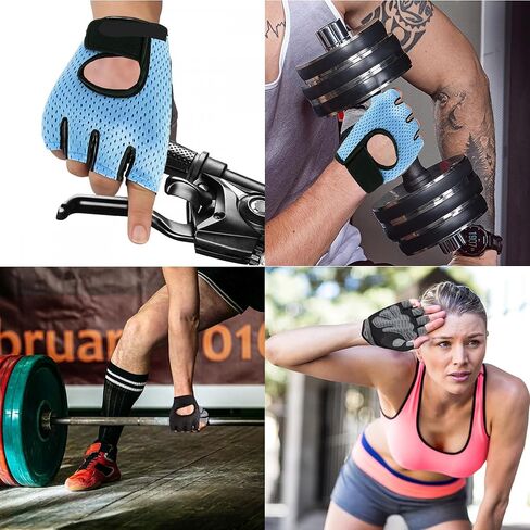 قفازات التمرين للرجال والنساء، قفازات رفع الأثقال لممارسة الرياضة، قفازات الصيد، قفازات ركوب الدراجات بدون أصابع قابلة للتنفس، صالة الألعاب الرياضية، اللياقة البدنية، التدريب، مضادة للانزلاق، مقاس مريح - أسود (L) in Kuwait