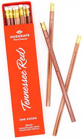 قلم رصاص Musgrave Pencil Company Tennessee Red Pencil، جرافيت مغلف بالخشب #2 HB ناعم، غير مشحذ، قلم رصاص من خشب الأرز الأحمر الشرقي، 12 عبوة في صندوق in Kuwait