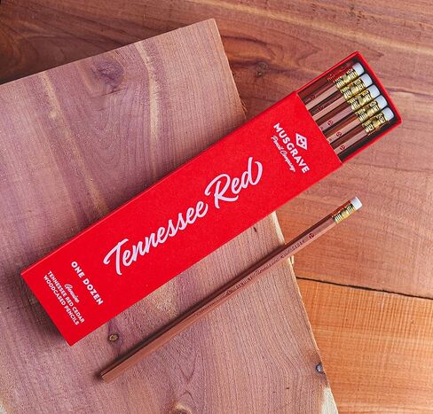 قلم رصاص Musgrave Pencil Company Tennessee Red Pencil، جرافيت مغلف بالخشب #2 HB ناعم، غير مشحذ، قلم رصاص من خشب الأرز الأحمر الشرقي، 12 عبوة في صندوق in Kuwait