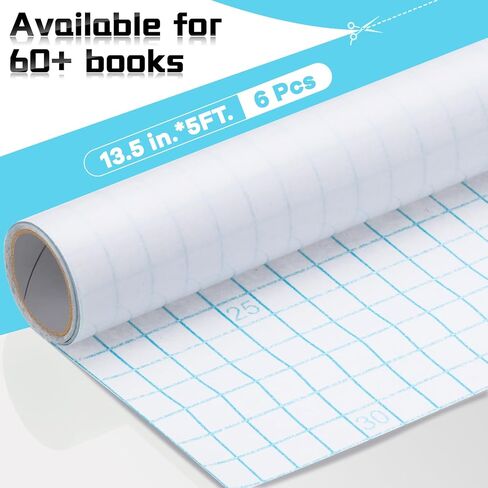 Tatuo Clear Paper Roll for Books 13.5" x 5' Clear Self Adhesive Book Cover Plastic Protector Self Adhesive Protective Liner for Files Documents(18 Rolls) in Kuwait