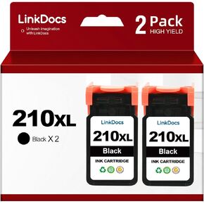 Remanufactured Canon 210XL Black Ink Cartridge Replacement for Canon PG-210 XL 210XL PG210XL Working for Canon PIXMA iP2700 iP2702, PIXMA MP250 MP270 MX320 MX330 Printer 2 Black