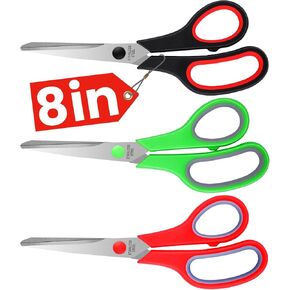 8" All-Purpose Heavy Duty Scissors - 10 Pack, Comfort-Grip, Sharp, Right/Left Hand, For Office, School, Sewing, Fabric, Craft