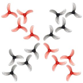 GEMFAN 40MM 1609 4 -Blade FPV Propellers مع ثقب مركز 1 مم لـ RC Freestyle Tiny Whoop Drones لـ 0802 1102 1103 محركات Brushless (أحمر صافٍ ، رمادي واضح ، 16pcs - 8cw 8ccw)