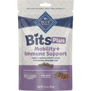 Blue Buffalo Blue Bits Plus Skin & Coat and Immune Support Dog Treats, Salmon, 3.5-oz. Bag in Kuwait