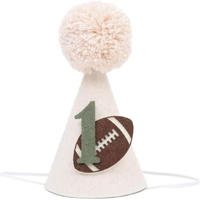 Football 1st Birthday High Chair Tassel Banner - First Year Down Boys Birthday Decorations,Number 1 Football Garland,Football Themed Highchair Banner Photo Props,Sports Cake Smash Party Decorations (Football 1st Hat)
