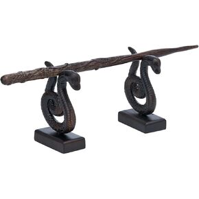 Handicraftviet Wand Display Stand Wall Mount, Handmade Carved Wooden Holder Wands 3 Tiered for Collection, Black (3 slot wand stand)