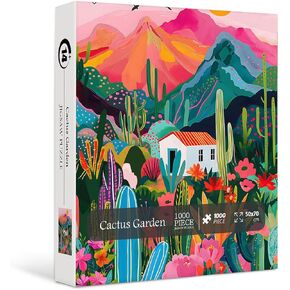Cactus Puzzle for Adults 1000 Pieces, Desert Plant Flower Puzzle, Mountain Landscape Nature Succulent Puzzle, Challenging Jigsaw Puzzles Scenic