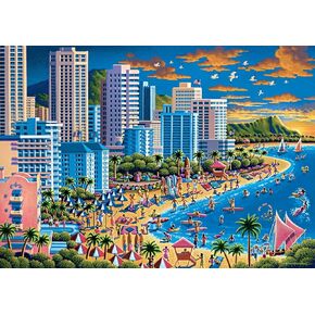 Buffalo Games - Eric Dowdle - Waikiki - 300 Piece Jigsaw Puzzle for Adults -Challenging Puzzle Perfect for Game Nights - Finished Size is 21.25 x 15.00