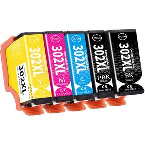 Compatible for 302 302XL Ink Cartridges Remanufactured Replacement for Epson 302XL 302 XL T302XL Ink Cartridges for Expression Premium XP-6100 Expression Premium XP-6000