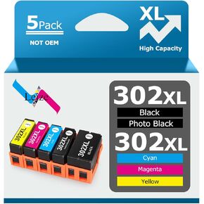 Leize Remanufactured Ink Cartridges Replacement for Epson 302 302XL T302XL 5-Pack(BK/PB/C/M/Y) for Expression Premium XP-6000 XP-6100 Printer (T302XL020,T302XL120,T302XL220,T302XL320,T302XL420)