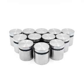 12-Pack Stainless Steel Standoff Screws (1"x1") with Wall Anchors & Rubber Pads – Sign Mounting Hardware for Acrylic Signs, Photo Frames, Advertising Boards Indoor/Outdoor, Silver
