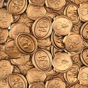 50pcs Wax Seal Stickers Self Adhesive, Gold Embossed Sealing Stamp Envelope, Floral Rose for Wedding,Valentines, Bridal Shower,Party Invitations,Custom Gift,Scrapbook (Diameter 3cm, Rose Gold)