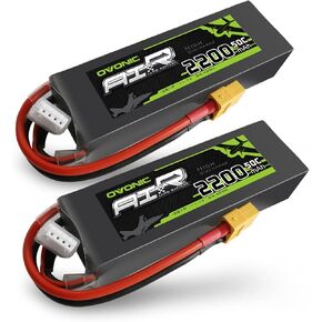 بطارية Ovonic 3S Lipo 50C 2200mAh 11.1V Lipo بطارية مع موصل XT60 لطائرة RC Airplane Helicopter Quadcopter RC Car Truck Boat (2 عبوات)