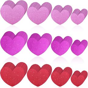 60 Pcs Valentine's Day Classroom Bulletin Border Decoration Cutouts Colorful Hearts Cupid Cutouts for Valentines Day Classroom Holiday Bulletin Border Wall Decor(Glitter Heart)