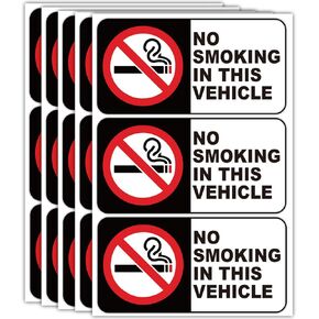 No Smoking in This Vehicle Sticker Sign -1.5 X 3 Inch Durability Self Adhesive UV Protected & Weatherproof ,Indoor & Outdoor Warning Labels Decal (15 Pcs)
