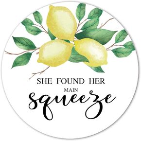 Lemon She Found Her Main Squeeze Thank You Stickers, 40-Pack 2" Bridal Shower Party Sticker Labels, Seals, Decorations