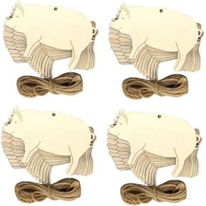 Gadpiparty 40 pcs قواطع خشبية غير مكتملة خنازير فارغة رقائق الخشب علامات الخنازير الخشبية الخنازير زخرفة الخنازير الخشبية علامات الحيوان علامات DIY الخنازير الخشبية الأسرة المعيشية