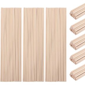 300PCS Wooden Dowel Rods, 1/4 Inch x 12 Inch Unfinished Hardwood Rod Wood Sticks for Crafts and DIYers