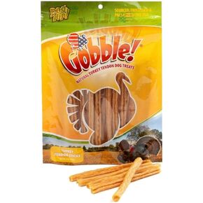 Gobble! 6-Inch Turkey Tendon Sticks for Dogs, Made in USA, 6 oz. (170g) Reseal Value Bags, All-Natural Hypoallergenic Dog Chew Treat |Sourced, Processed & Packaged in The USA | (22-25 Pieces)