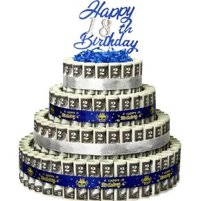 Happy Birthday Gift Can Be DIY Age 3 Layers Of Black Gold Cake Filled With Cash Happy Birthday Day Money Cake Gift Party Supplies Money Gift Ideas For Birthday Cake (Blue Silver-4)