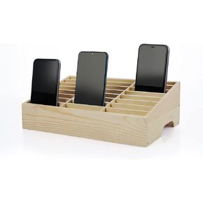 36-Grid Wooden Cell Phone Holder Desktop Organizer Storage Box for Classroom Office (36-Grid)