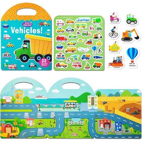 JOFREY Toddler Stickers Book，Cute Reusable Stickers for Kids 2-4，Preschool Learning Activities Book Gift for Babies/Toddlers Ages 3-6