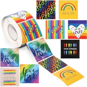 Paper Junkie Love is Love Rainbow Pride Sticker Decals (Pack of 500)