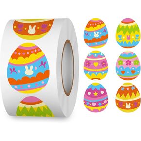 HE Lives Easter Religious Stickers Roll, 500Pcs 1.5 Inch 4 Designs Christian Stickers for Kids Adults VBS Decor Easter Eggs, Cards, Gifts, Party Favors