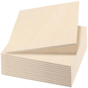 LEXININ 12 PCS 8 x 8 Inch Basswood Plywood Sheets, 1/4 Inch Unfinished Square Plywood Sheets Boards, 6mm Craft Wood Sheet for DIY Crafts, Painting, Drawing