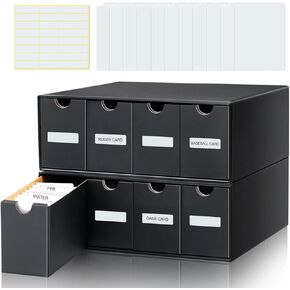 Cholemy 8000+ Trading Card Storage Box with Cardboard Storage Divider Label Sticker for Collection Compatible with Tcg Mtg Card(4 Row, 4 in A Row,Black)